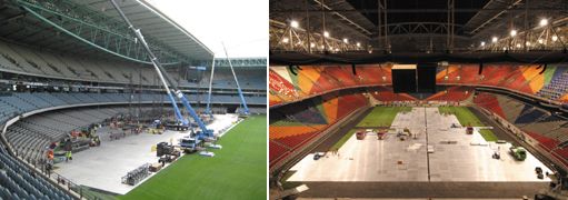 Bild zu Neue Herausforderungen erfordern neue Produkte - U2 360° Bühne mit stolzen 600 Tonnen Gewicht - Arena Panels tragen und schützen